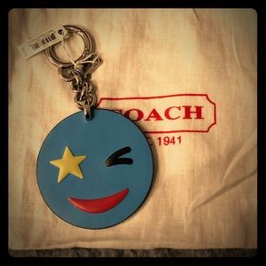 Coach Blue Winky Face Star Keychain/Bag Charm NWT